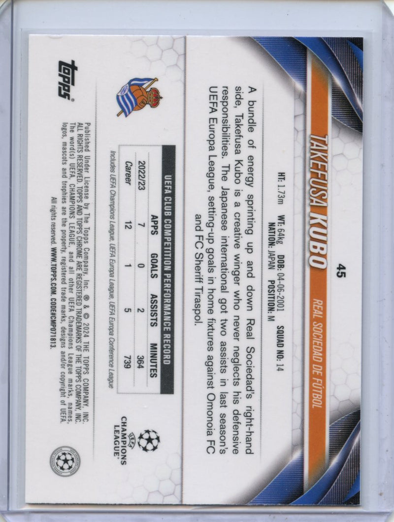 2023-24 Topps Chrome UEFA Takefusa Kubo Pink Geometric 182/250