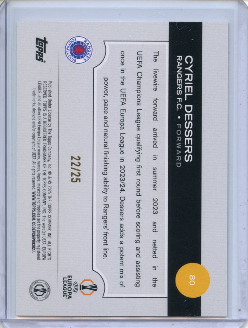 2024-25 Topps UEFA Club Competitions Cyriel Dessers Orange Foilboard 22/25