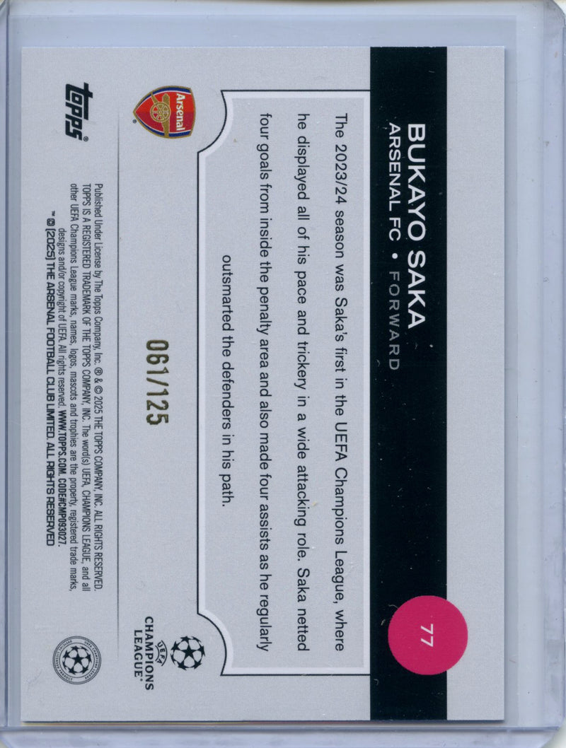 2024-25 Topps UEFA Club Competitions Bukayo Saka Blue Inferno 61/125