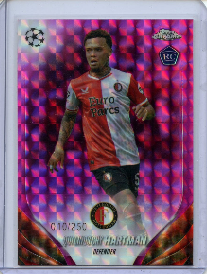 2023-24 Topps Chrome UEFA Quilindschy Hartman Pink Geometric 10/250