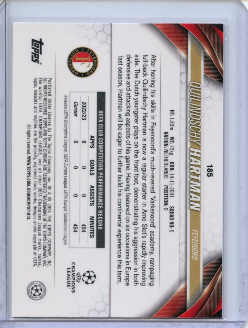 2023-24 Topps Chrome UEFA Quilindschy Hartman Pink Geometric 10/250