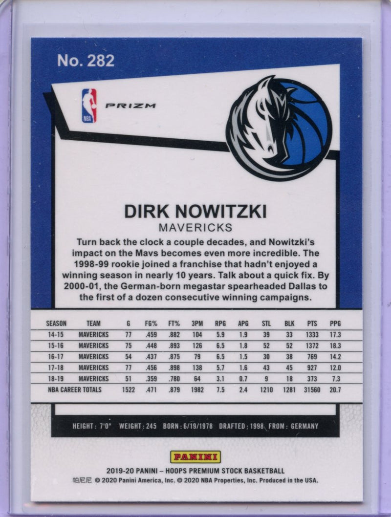 2019-20 Hoops Premium Dirk Nowitzki Tribute Laser