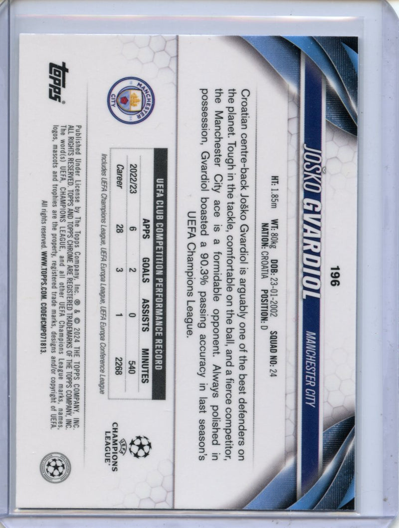 2023-24 Topps Chrome UEFA Josko Gvardiol Violet Speckle 255/299