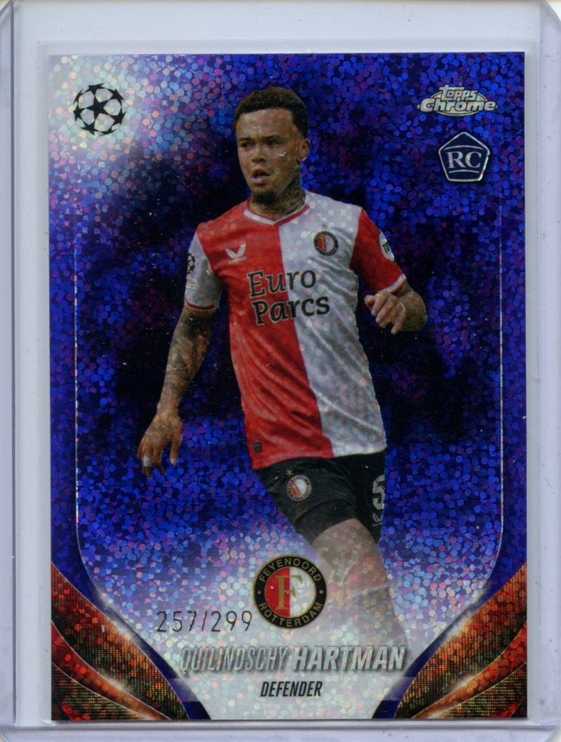 2023-24 Topps Chrome UEFA Quilindschy Hartman Violet Speckle 257/299