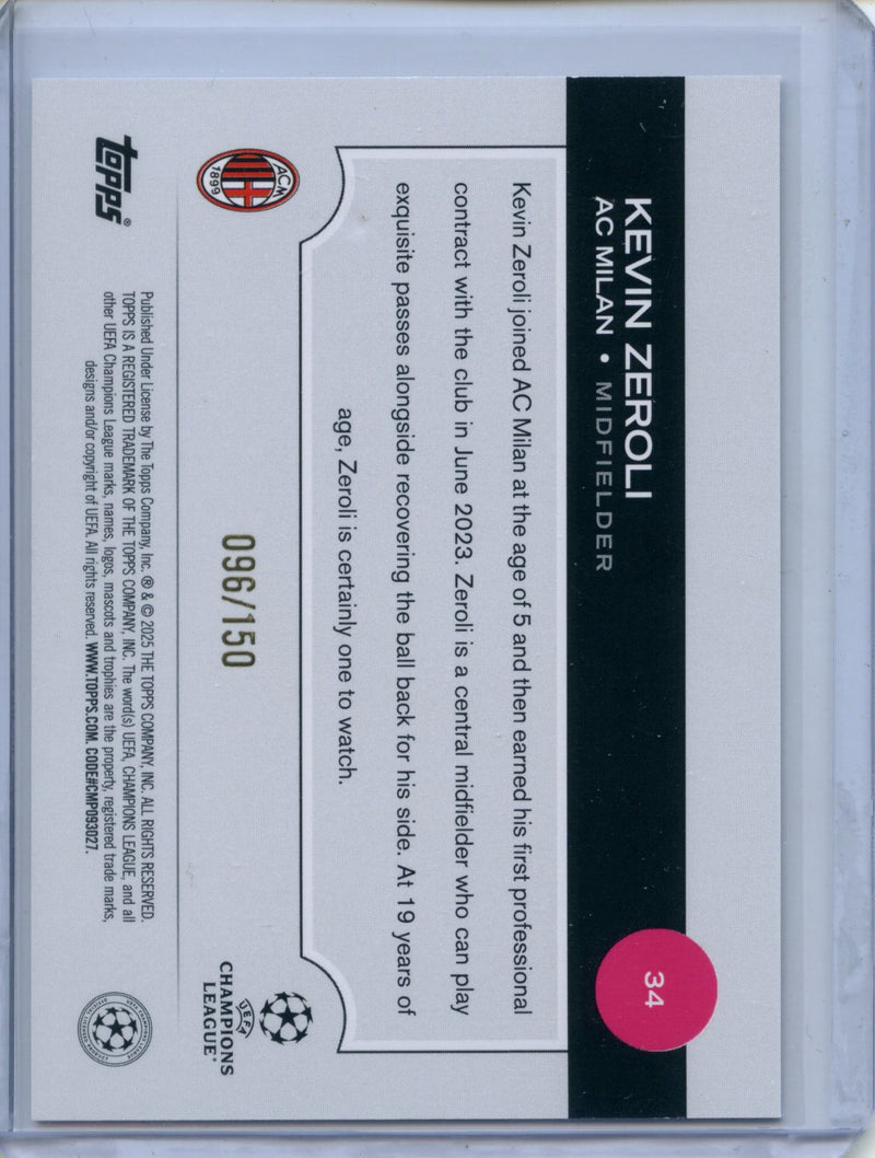 2024-25 Topps UEFA Club Competitions Kevin Zeroli Black & White Icy 96/150