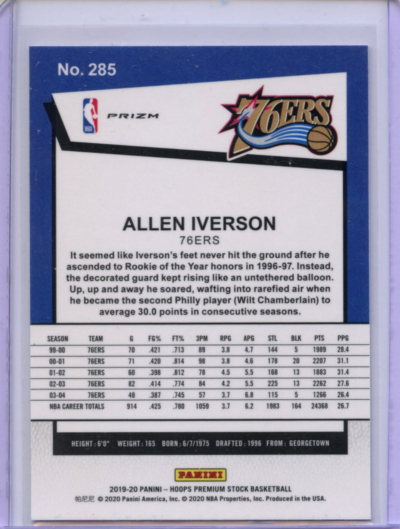 2019-20 Hoops Premium Allen Iverson Tribute Laser