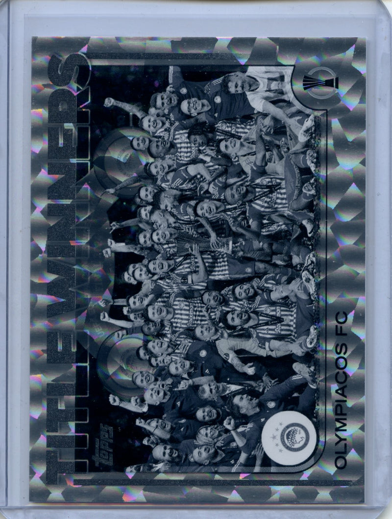 2024-25 Topps UEFA Club Competitions Olympiacos Title Winners Black & White Icy 73/150