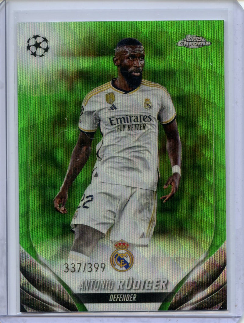 2023-24 Topps Chrome UEFA Antonio Rudiger Neon Green Wave 337/399