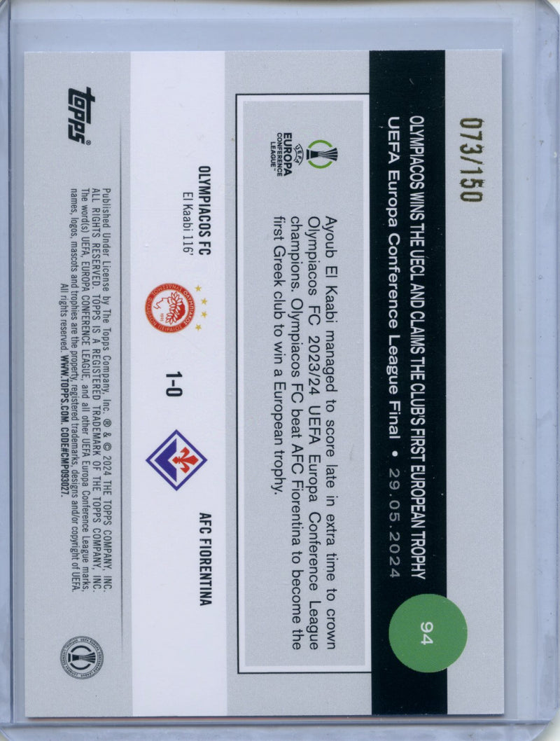 2024-25 Topps UEFA Club Competitions Olympiacos Title Winners Black & White Icy 73/150