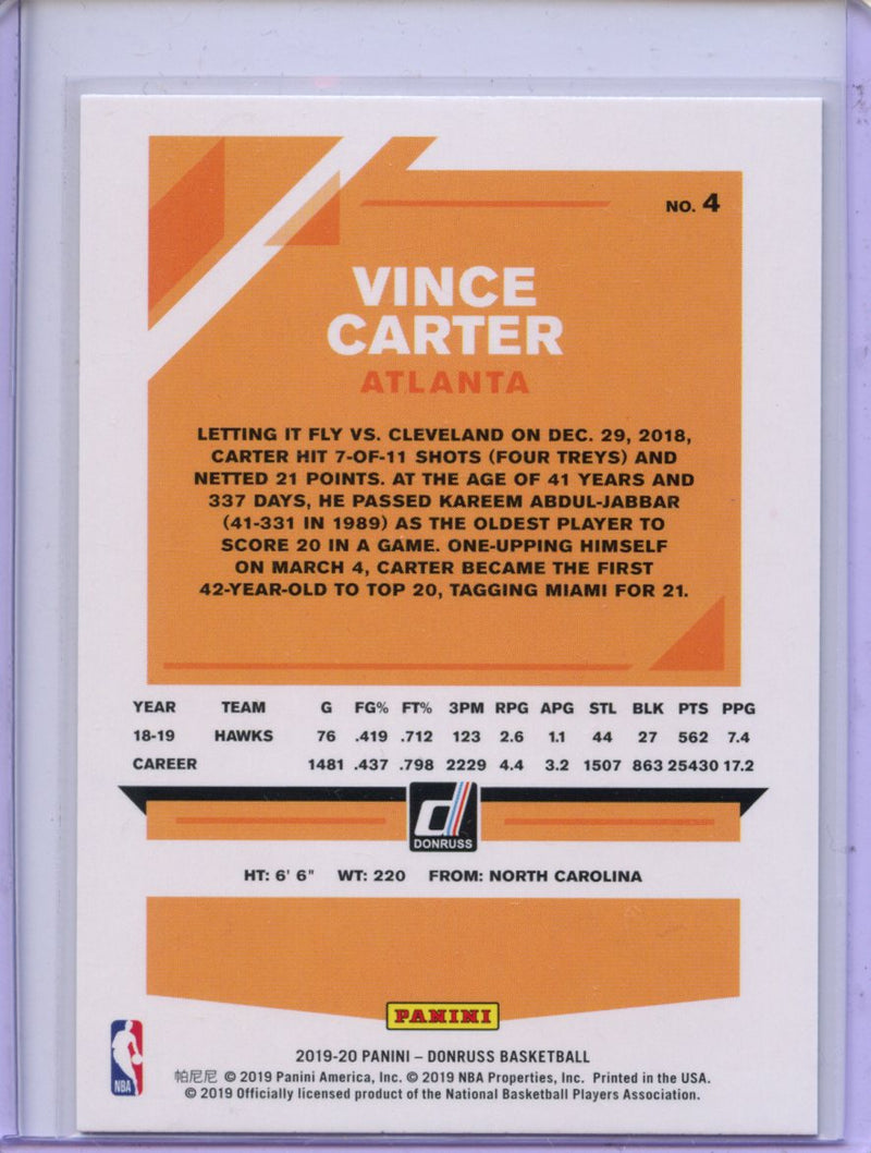 2019-20 Panini Donruss Vince Carter Green Flood