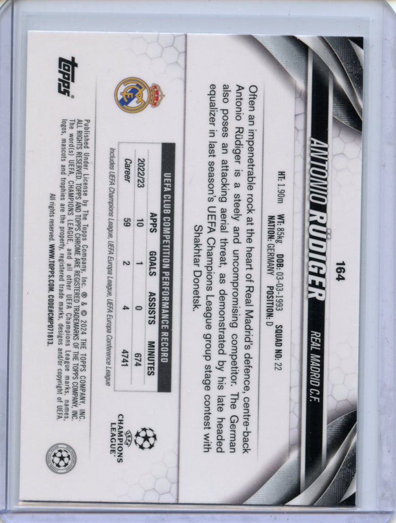 2023-24 Topps Chrome UEFA Antonio Rudiger Neon Green Wave 337/399