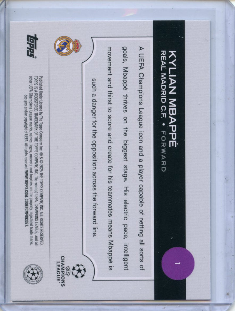 2024-25 Topps UEFA Club Competitions Kylian Mbappe Black Flowfractors
