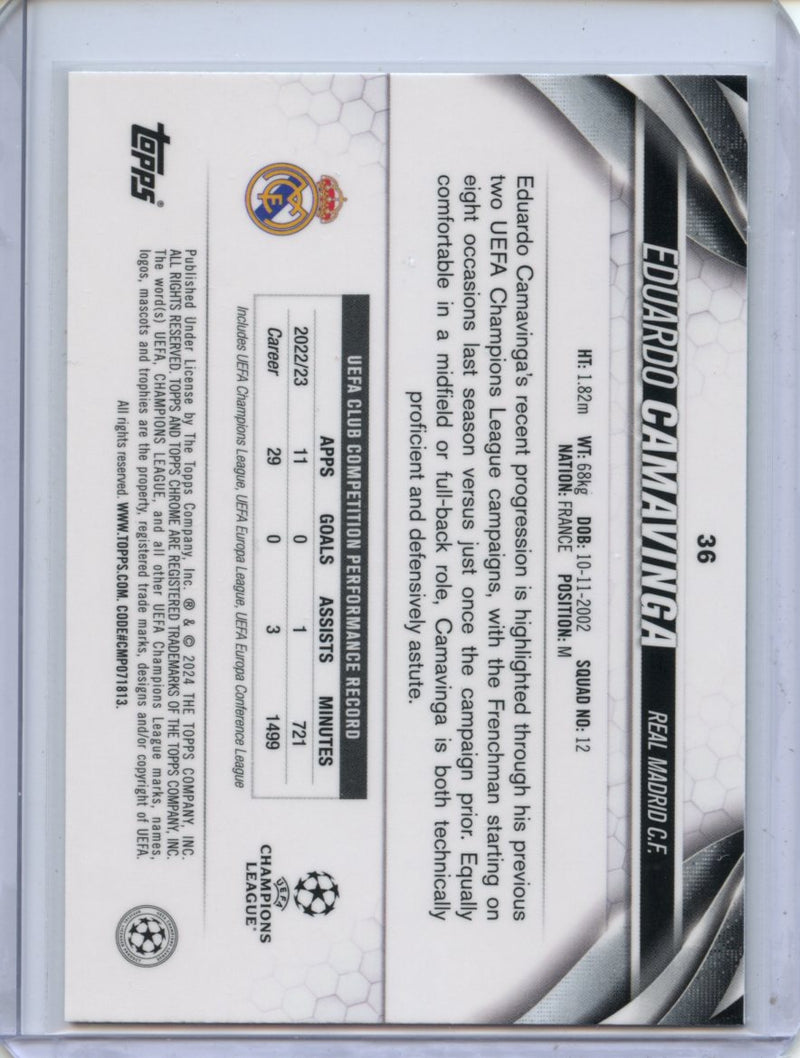 2023-24 Topps Chrome UEFA Eduardo Camavinga Neon Green Wave 91/399