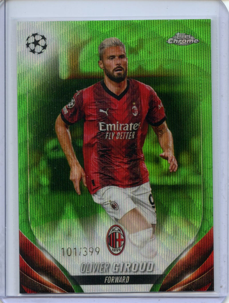 2023-24 Topps Chrome UEFA Olivier Giroud Neon Green Wave 101/399