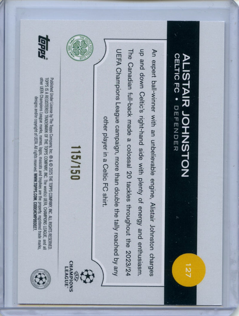 2024-25 Topps UEFA Club Competitions Alistair Johnston Black & White Icy 115/150