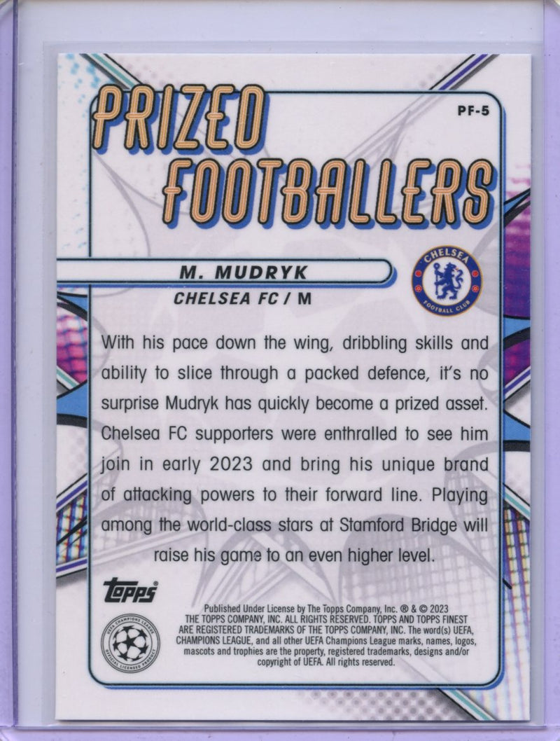 2022-23 Topps Finest UEFA Club Competitions Mykhailo Mudryk Prized Footballers PF-5