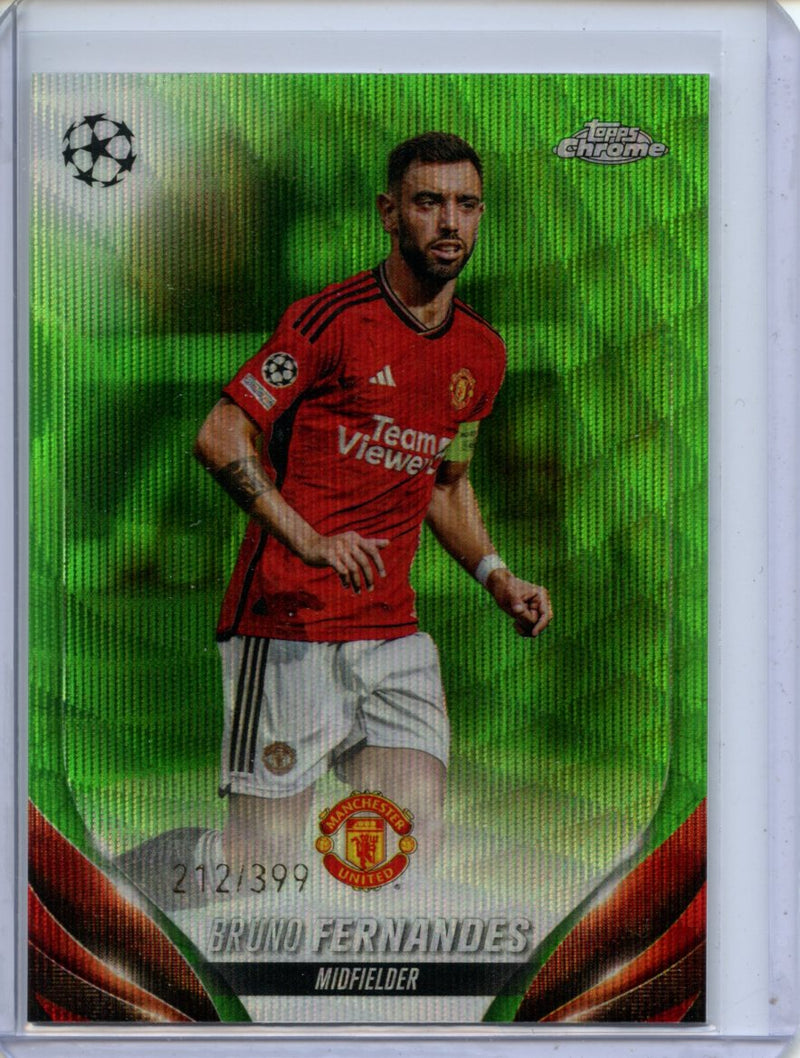 2023-24 Topps Chrome UEFA Bruno Fernandes Neon Green Wave 212/399