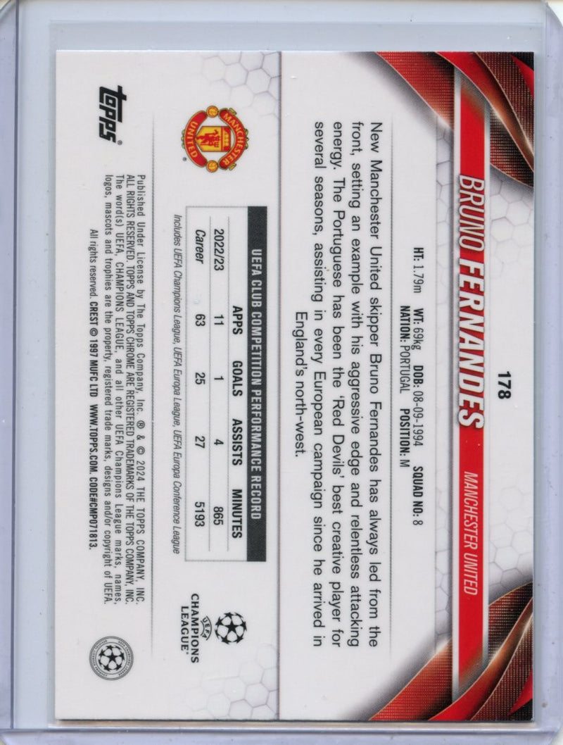 2023-24 Topps Chrome UEFA Bruno Fernandes Neon Green Wave 212/399