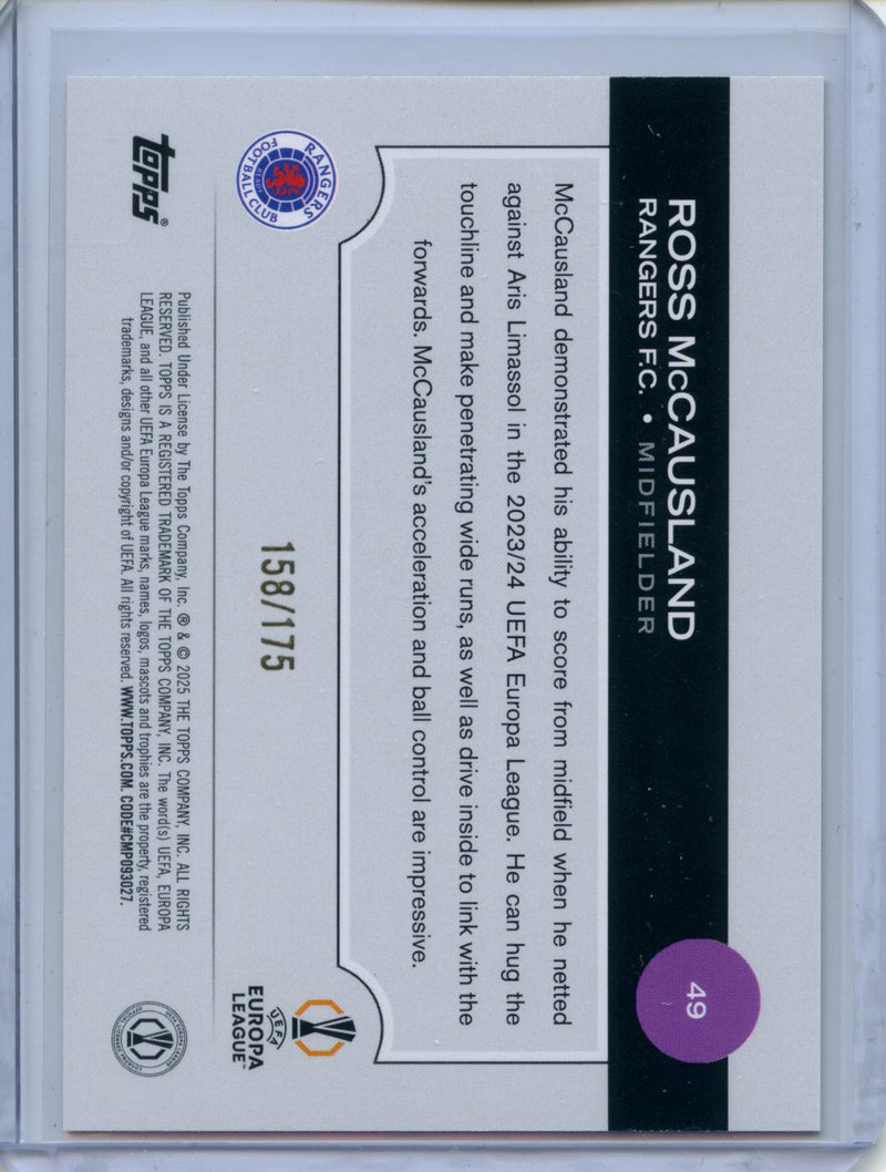 2024-25 Topps UEFA Club Competitions Ross McCausland Yellow Foilboard 158/175