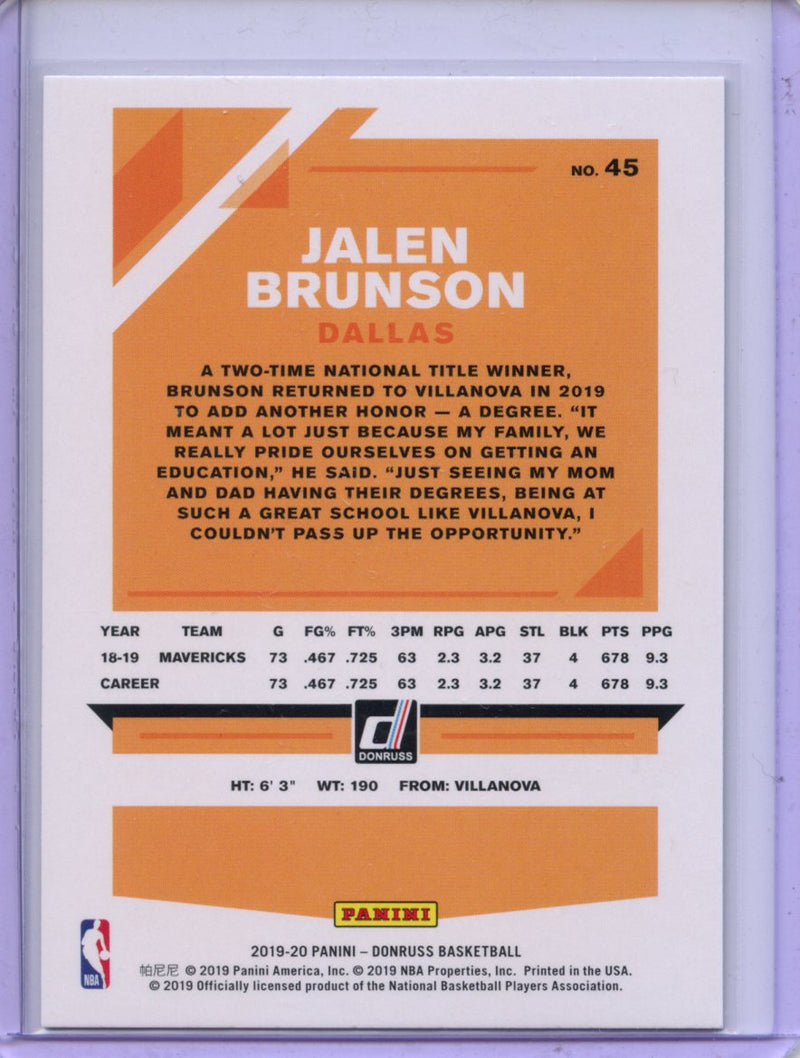 2019-20 Panini Donruss Jalen Brunson Green Flood