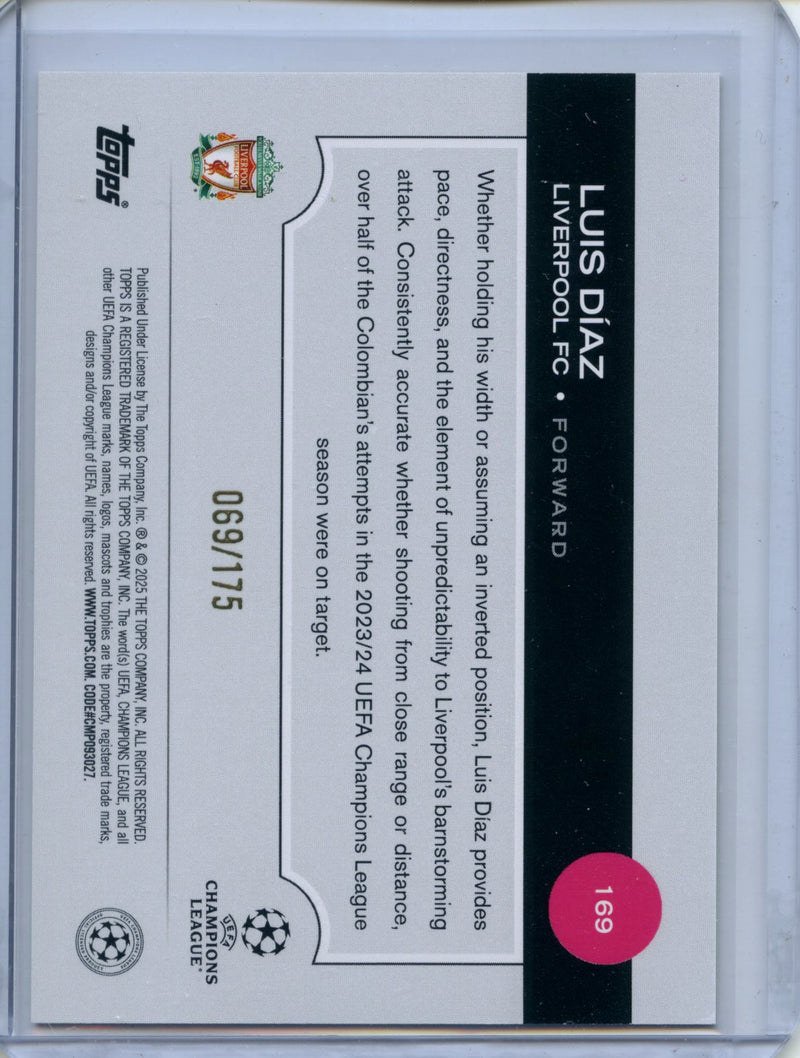 2024-25 Topps UEFA Club Competitions Luis Diaz Yellow Foilboard 69/175