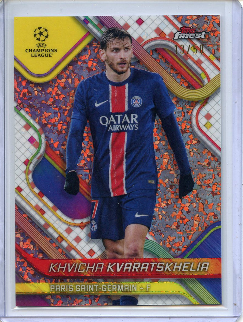 2024-25 Topps Finest UEFA Khvicha Kvaratskhelia Rose Gold Mini Diamond 13/50