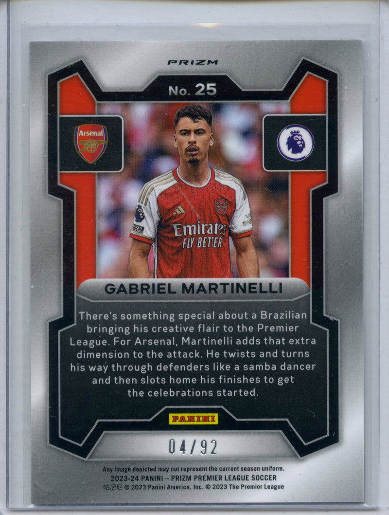 2023-24 Prizm Premier League Gabriel Martinelli Purple And White Stripes 4/92