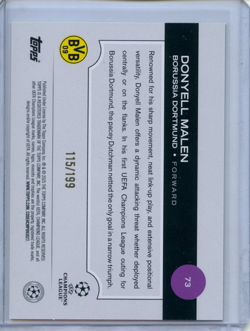 2024-25 Topps UEFA Club Competitions Donyell Malen Neon Green Inferno 115/199