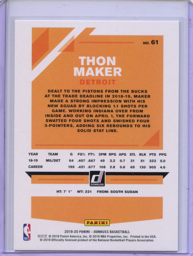 2019-20 Panini Donruss Thon Maker Green Flood
