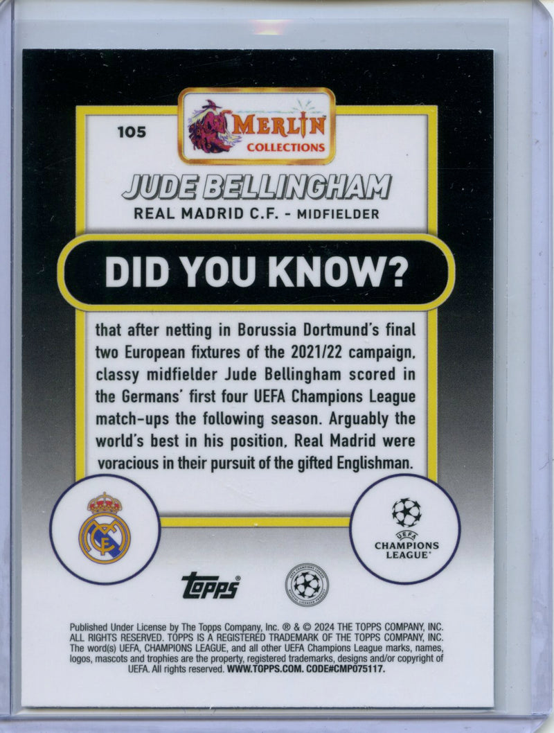 2023-24 Topps Merlin UEFA Jude Bellingham Aqua 153/199