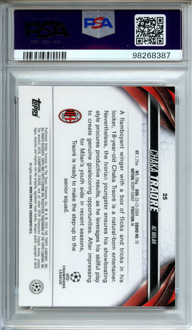 2023-24 Topps UEFA Chrome Club Competitions Chaka Traore Orange Geometric 6/25