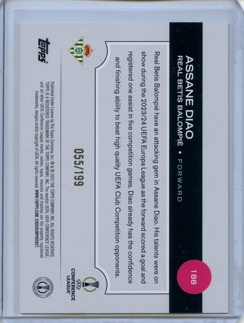 2024-25 Topps UEFA Club Competitions Assane Diao Neon Green Inferno 55/199