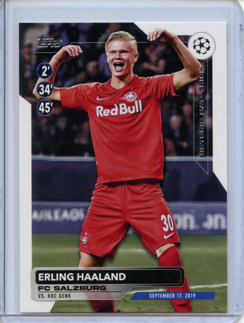 2023-24 Topps UEFA CC Erling Haaland Historic Hat Tricks