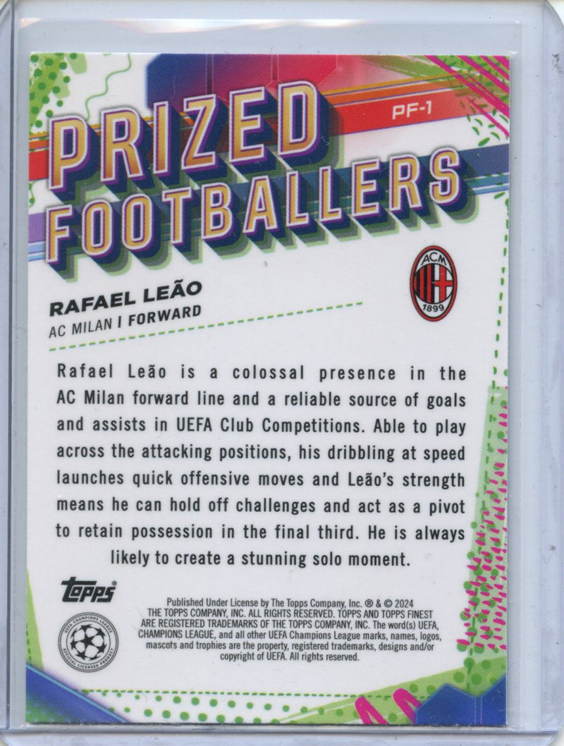 2023-24 Topps Finest UEFA Club Competitions Rafael Leao Prized Footballers PF-1