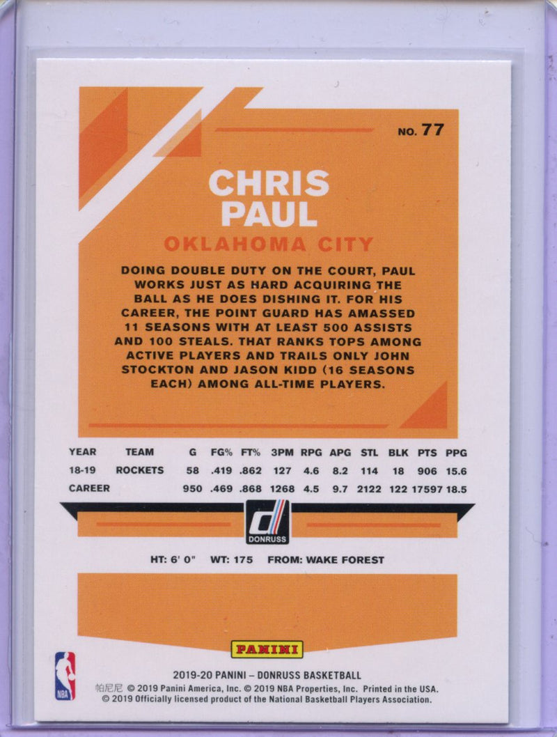 2019-20 Panini Donruss Chris Paul Green Flood