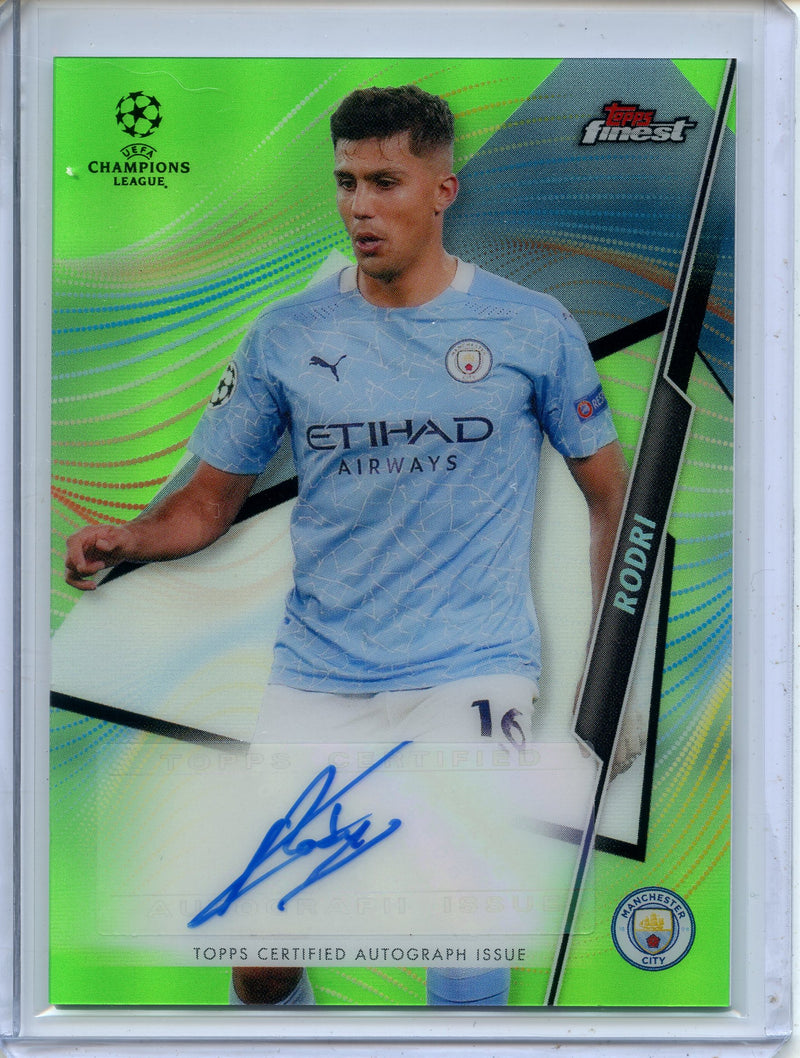 2020-21 Topps Finest UEFA Champions League Rodri Neon Green Autograph 46/99