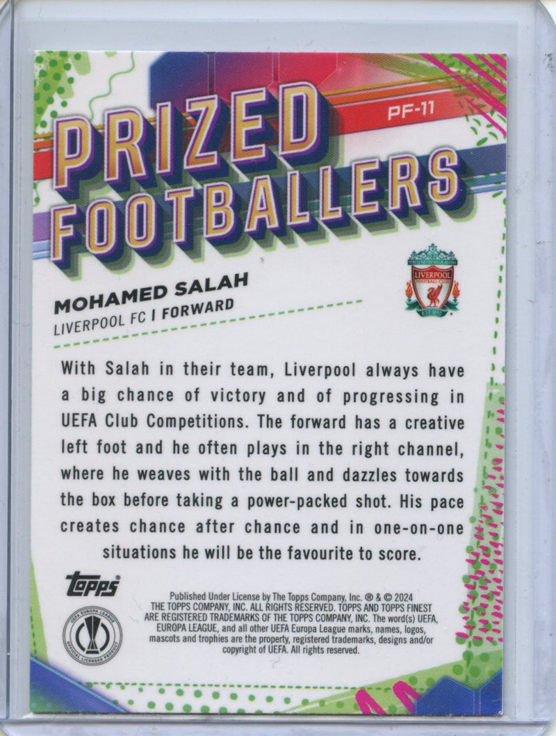 2023-24 Topps Finest UEFA Club Competitions Mohamed Salah Prized Footballers PF-11