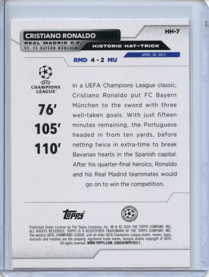 2023-24 Topps UEFA CC Cristiano Ronaldo Historic Hat Tricks