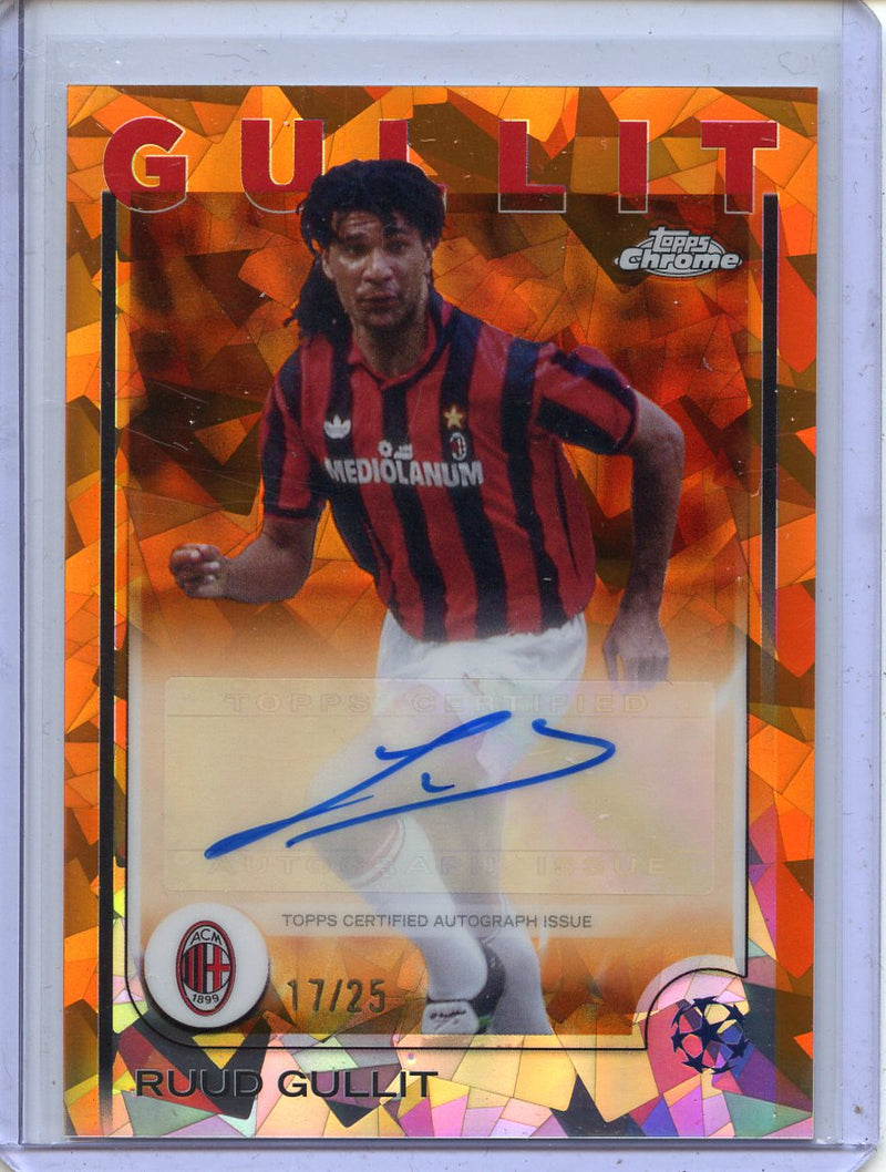 2024-25 Topps Chrome Sapphire UEFA Club Comps Ruud Gullit Orange Autograph 17/25