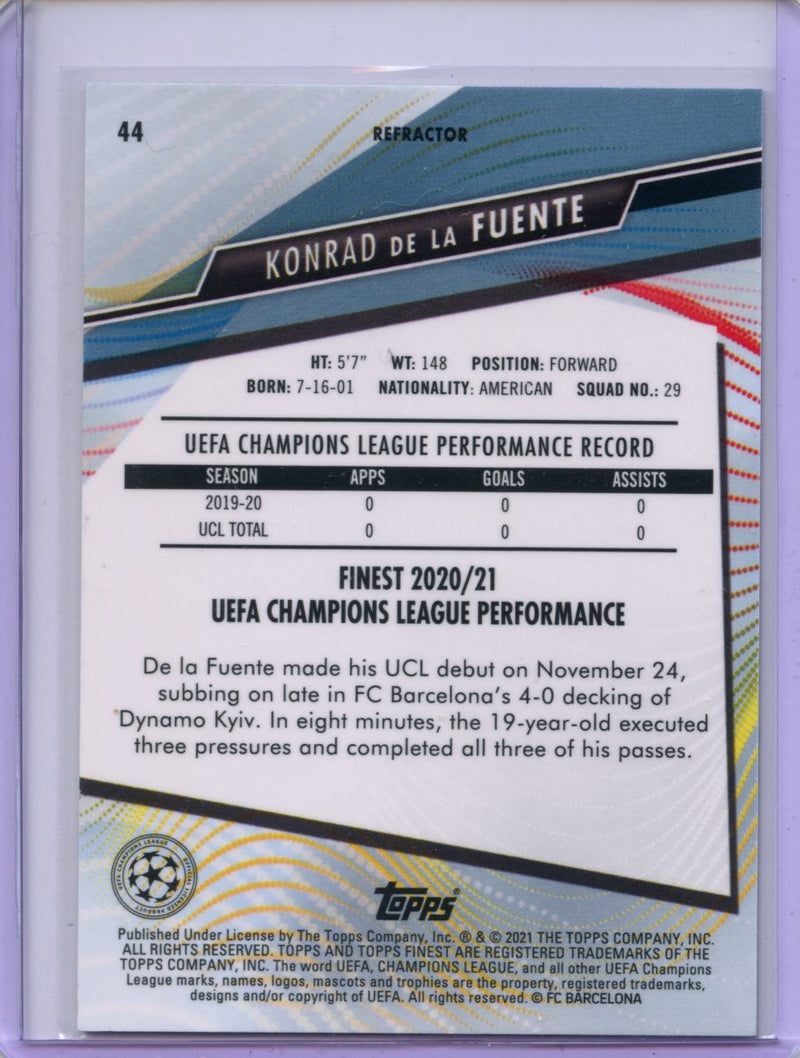 2020-21 Topps Finest UEFA Champions League Konrad De La Fuente Refractor