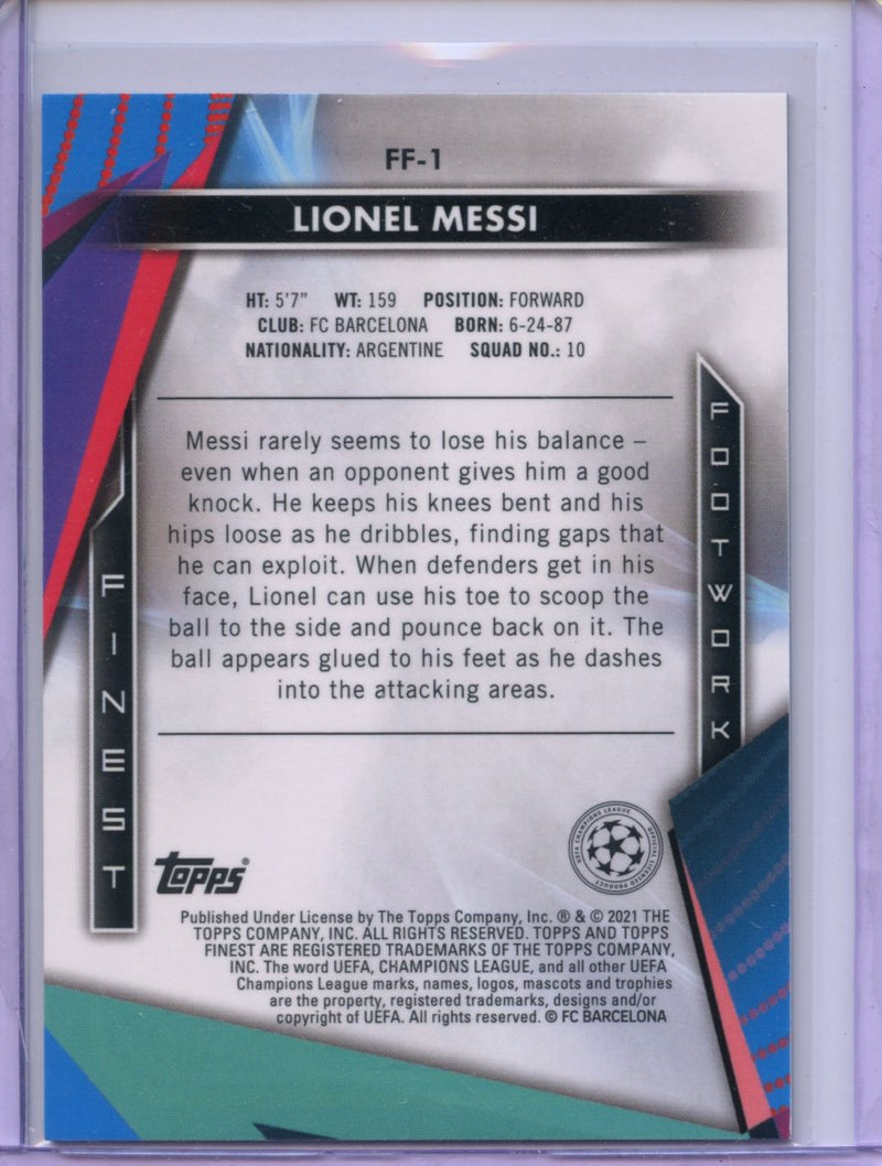 2020-21 Topps Finest UEFA Champions League Soccer Lionel Messi Finest Footwork