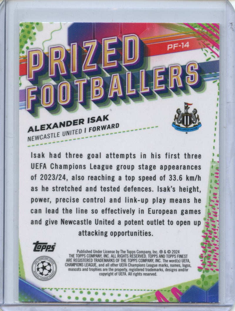 2023-24 Topps Finest UEFA Club Competitions Alexander Isak Prized Footballers PF-14