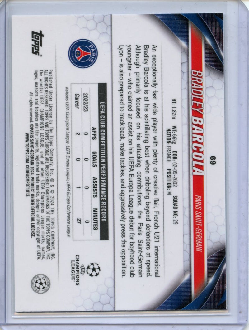 2023-24 Topps Chrome UEFA Bradley Barcola Pulsar Refractor