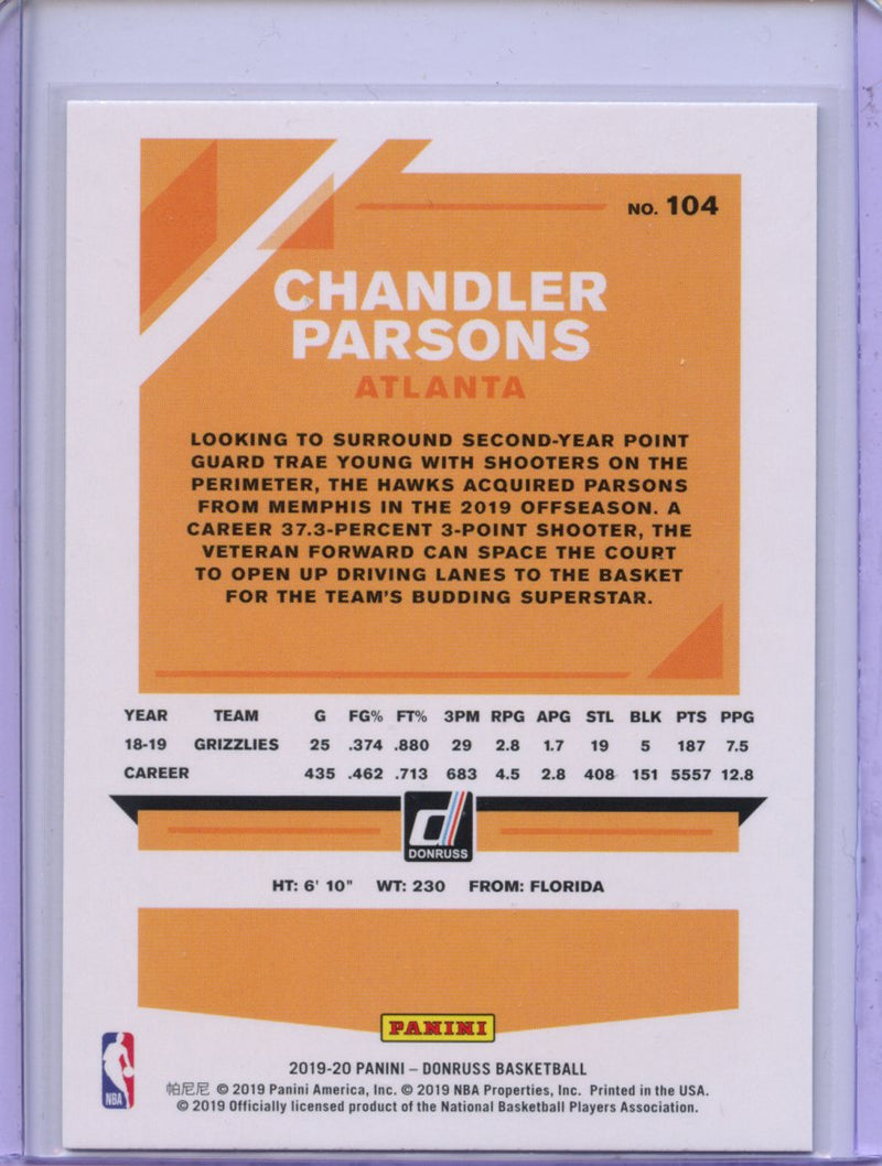 2019-20 Panini Donruss Chandler Parsons Green Flood