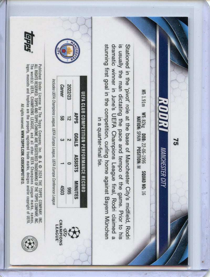 2023-24 Topps Chrome UEFA Club Competitions Rodri Sapphire