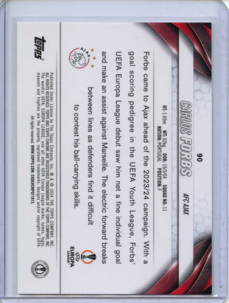 2023-24 Topps Chrome UEFA Carlos Forbs Pulsar Refractor