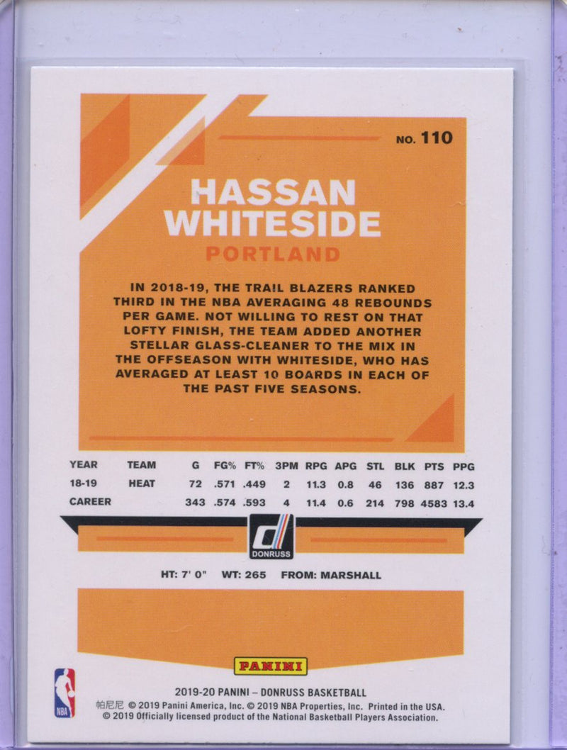 2019-20 Panini Donruss Hassan Whiteside Green Flood