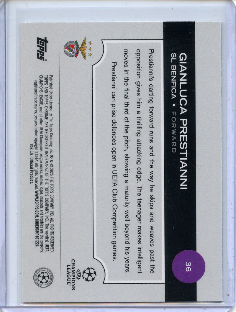 2024-25 Topps Chrome UEFA Club Comps Gianluca Prestianni Wave