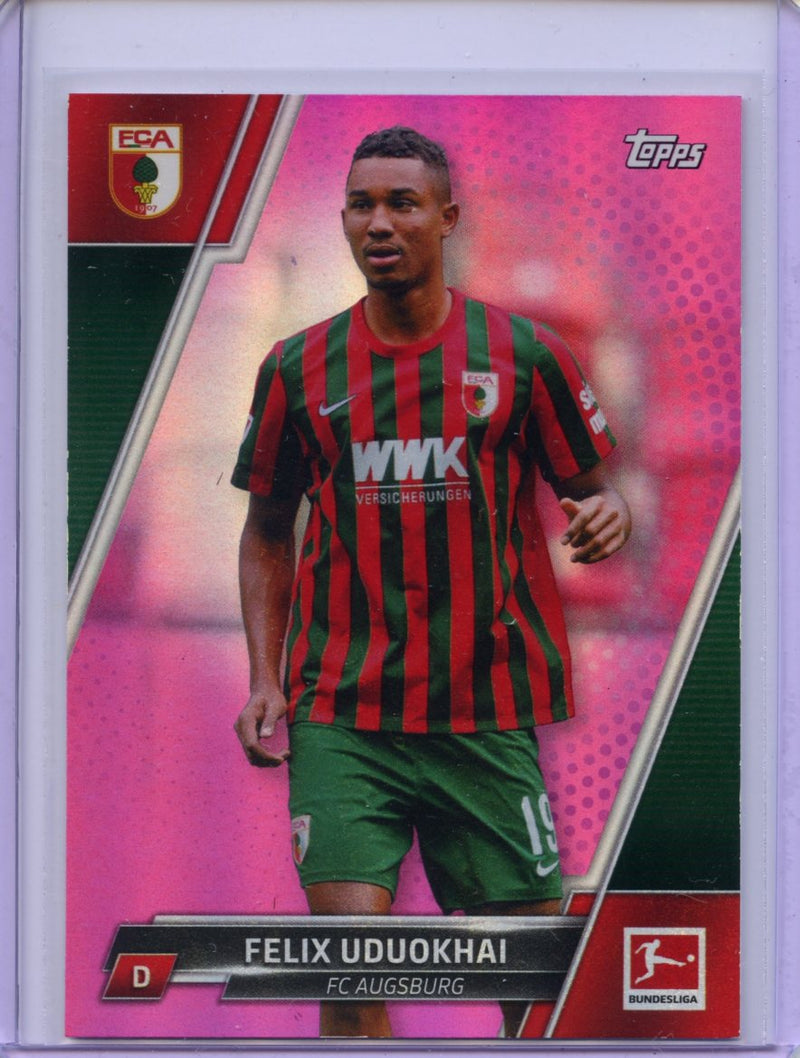 2021-22 Topps Bundesliga Soccer Felix Uduokhai Fuchsia Foil 91/125