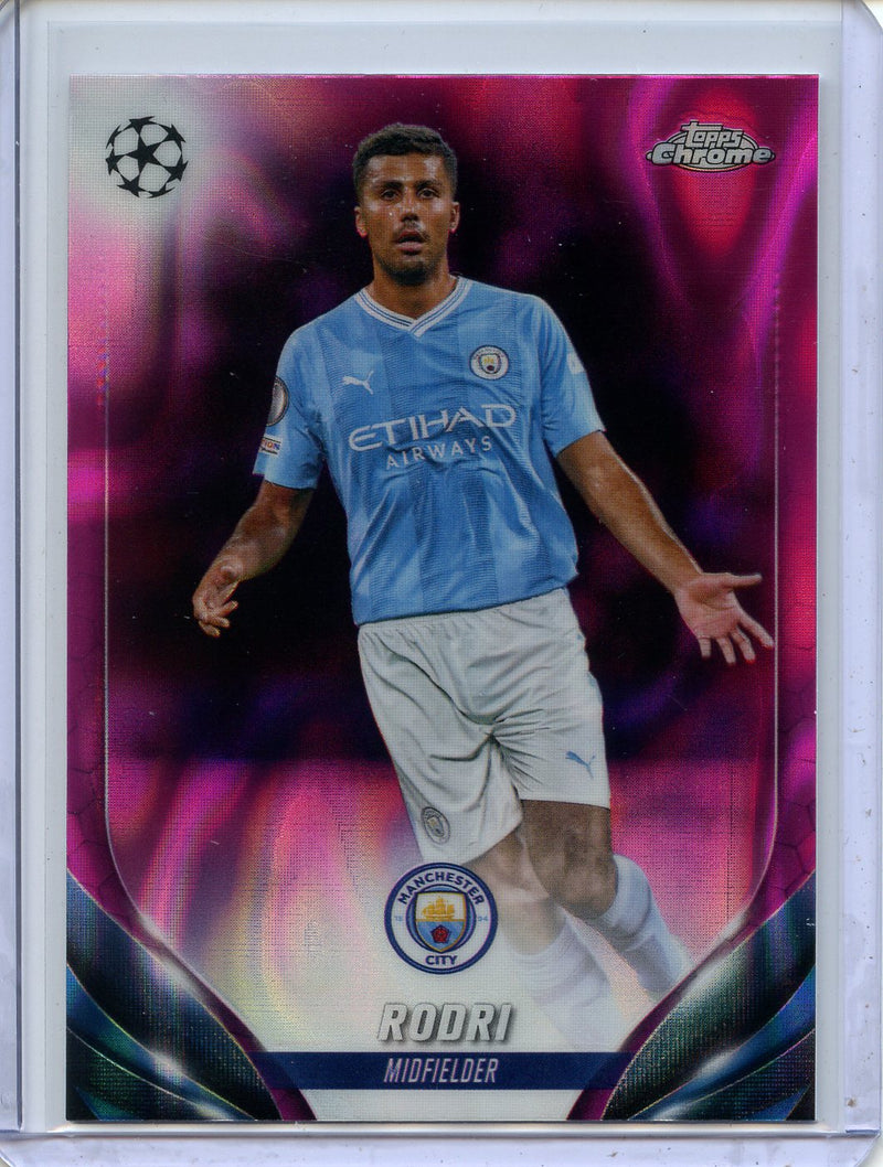 2023-24 Topps Chrome UEFA Club Competitions Rodri Pink Lava